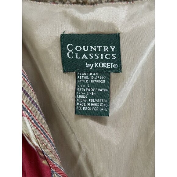 VINTAGE Womens Vest Patchwork Floral Striped Cottage Prairie Peasant Academia L - Picture 2 of 7